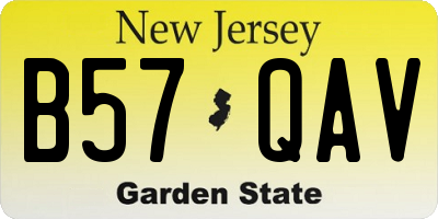 NJ license plate B57QAV