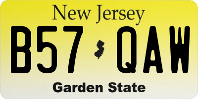 NJ license plate B57QAW