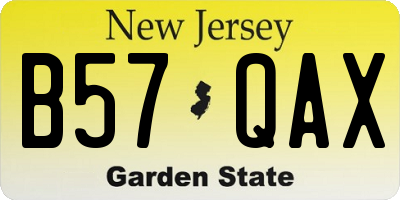 NJ license plate B57QAX