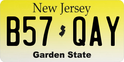 NJ license plate B57QAY