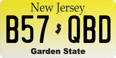 NJ license plate B57QBD
