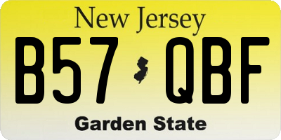 NJ license plate B57QBF