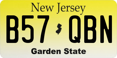NJ license plate B57QBN