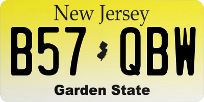 NJ license plate B57QBW