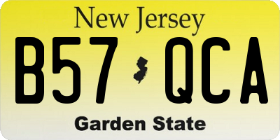 NJ license plate B57QCA