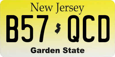 NJ license plate B57QCD