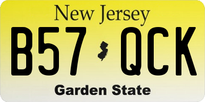 NJ license plate B57QCK