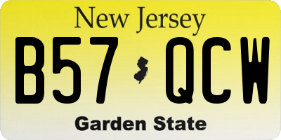 NJ license plate B57QCW