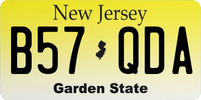 NJ license plate B57QDA