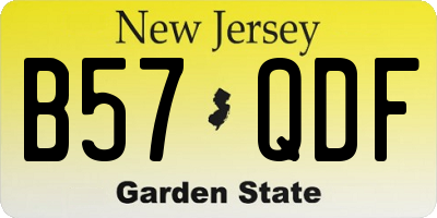 NJ license plate B57QDF
