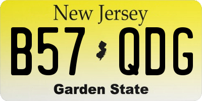 NJ license plate B57QDG