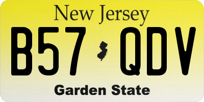 NJ license plate B57QDV