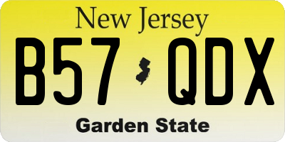 NJ license plate B57QDX
