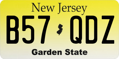 NJ license plate B57QDZ