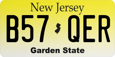 NJ license plate B57QER