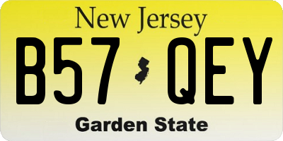 NJ license plate B57QEY