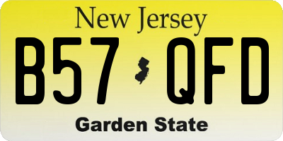 NJ license plate B57QFD
