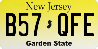 NJ license plate B57QFE