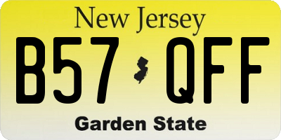 NJ license plate B57QFF