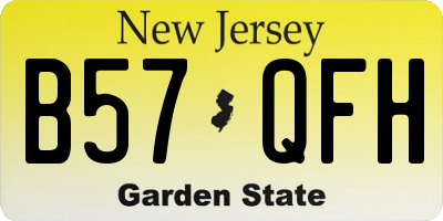 NJ license plate B57QFH