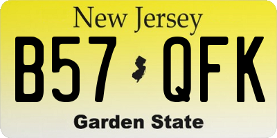 NJ license plate B57QFK