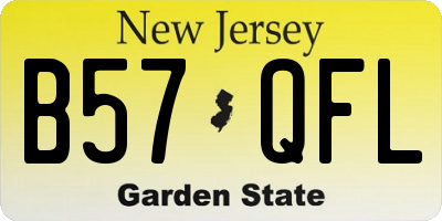 NJ license plate B57QFL
