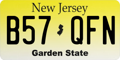 NJ license plate B57QFN