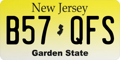 NJ license plate B57QFS