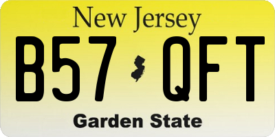 NJ license plate B57QFT