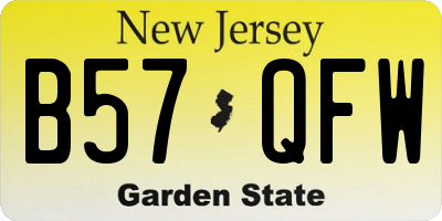 NJ license plate B57QFW