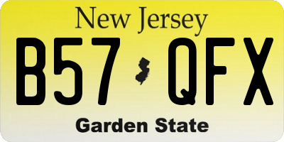 NJ license plate B57QFX