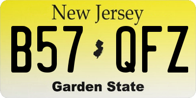NJ license plate B57QFZ