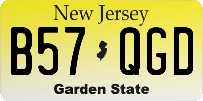 NJ license plate B57QGD