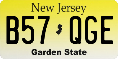 NJ license plate B57QGE