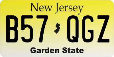 NJ license plate B57QGZ