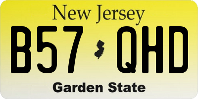 NJ license plate B57QHD