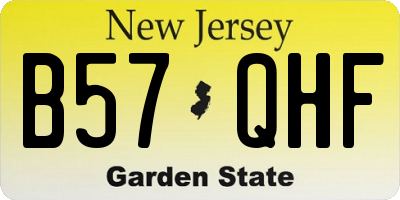 NJ license plate B57QHF