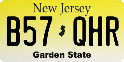 NJ license plate B57QHR