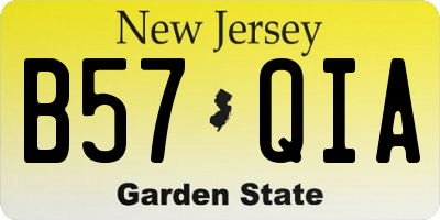 NJ license plate B57QIA