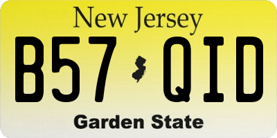 NJ license plate B57QID