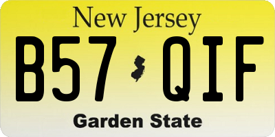 NJ license plate B57QIF