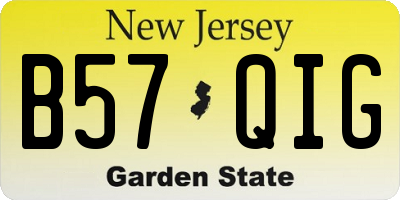 NJ license plate B57QIG