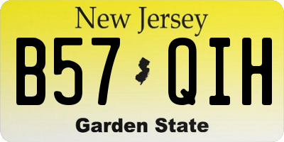 NJ license plate B57QIH