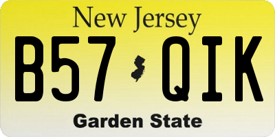 NJ license plate B57QIK