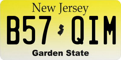 NJ license plate B57QIM