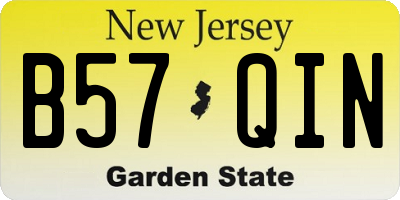 NJ license plate B57QIN