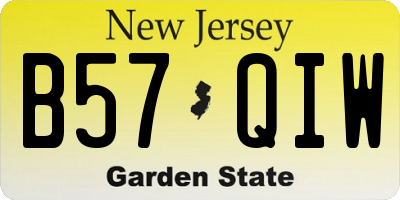 NJ license plate B57QIW