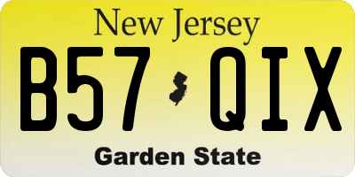 NJ license plate B57QIX