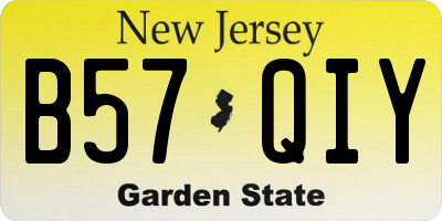 NJ license plate B57QIY