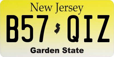 NJ license plate B57QIZ